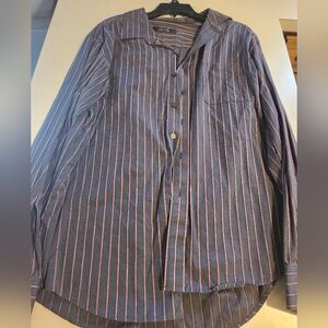 Tasso Elba Men's Navy and Red Striped Shirt